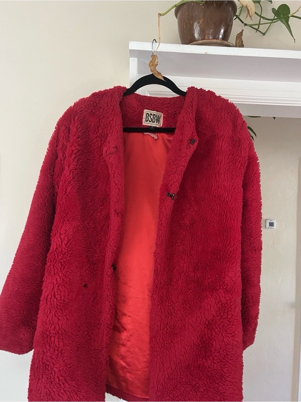 Red Teddy Coat – Plush Faux Shearling Jacket